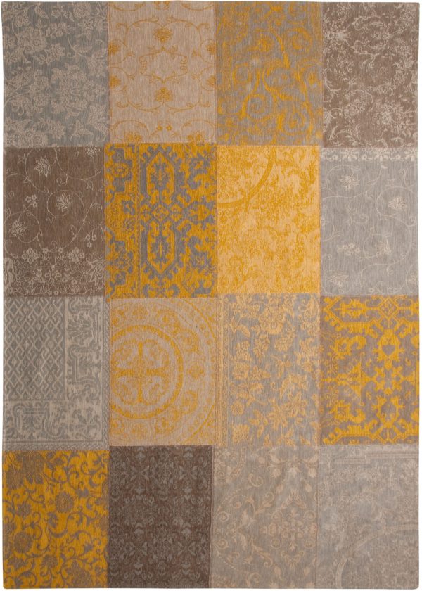 2.5' x 5' Yellow and Gray Patchwork Design Area Rug - Image 2