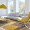 2.5' x 5' Yellow and Gray Patchwork Design Area Rug - Image 3
