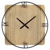 Minimalist Rustic Circle Square Wood and Metal Wall Clock - Image 2