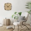 Minimalist Rustic Circle Square Wood and Metal Wall Clock - Image 3