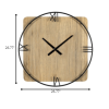 Minimalist Rustic Circle Square Wood and Metal Wall Clock - Image 4