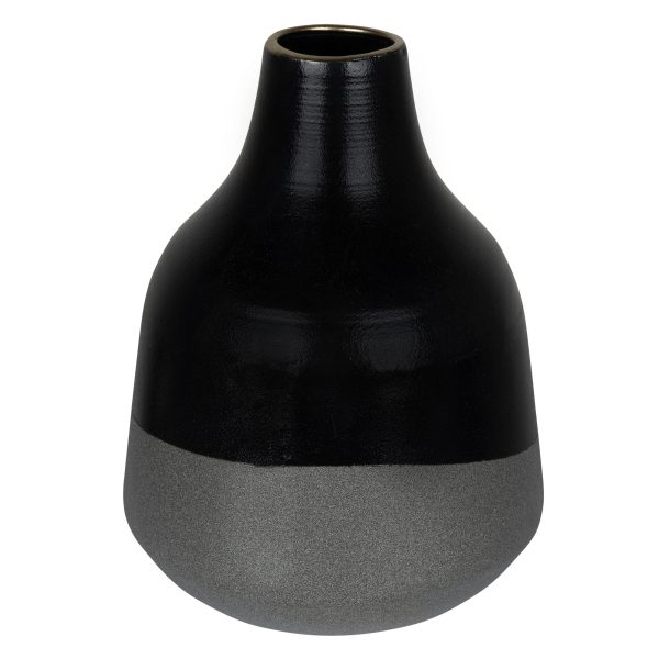 Dora Small Cement Gray and Black Dipped Vase - Image 4