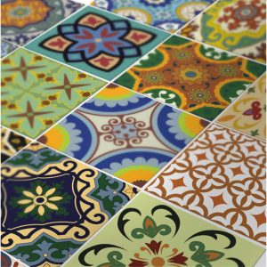4" x 4" Mediterranean Brights Mosaic Peel and Stick Removable Tiles