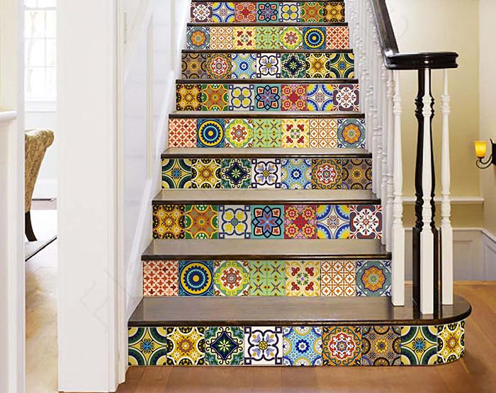 4" x 4" Mediterranean Brights Mosaic Peel and Stick Removable Tiles - Image 2