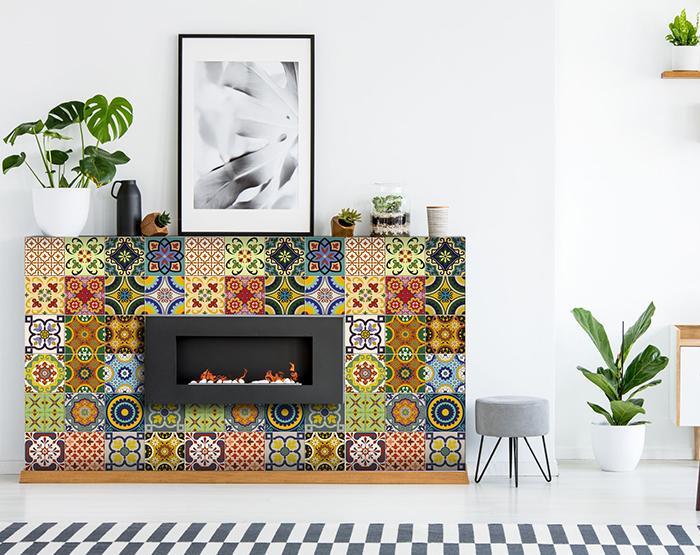 4" x 4" Mediterranean Brights Mosaic Peel and Stick Removable Tiles - Image 4