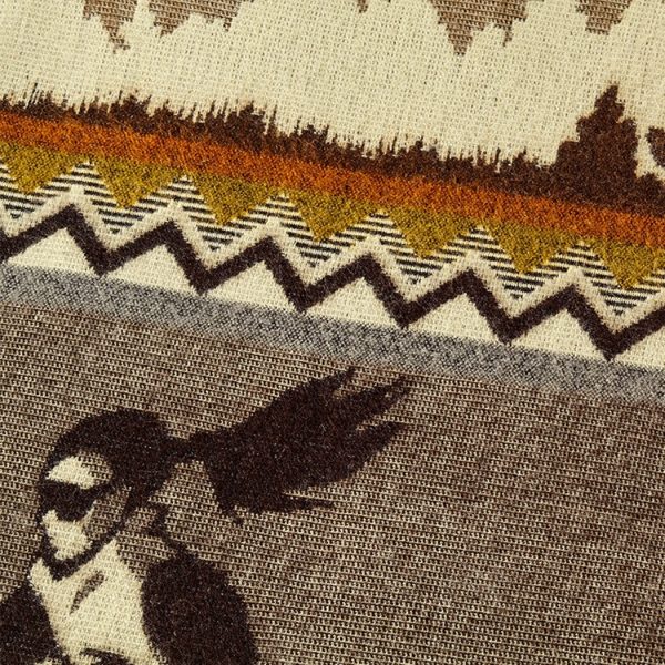 Queen Size Ultra Soft Brown Ski Mountain Handmade Woven Blanket - Image 5