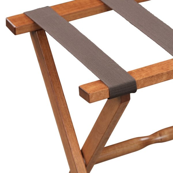 Hotel Light Walnut Folding Luggage Rack with 4 Straps - Image 2