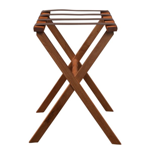 Hotel Light Walnut Folding Luggage Rack with 4 Straps - Image 3
