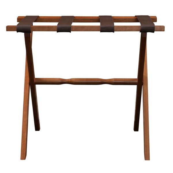 Hotel Light Walnut Folding Luggage Rack with 4 Straps - Image 4