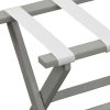 Earth Friendly Light Gray Folding Luggage Rack with White Straps - Image 2