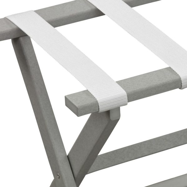 Earth Friendly Light Gray Folding Luggage Rack with White Straps - Image 2
