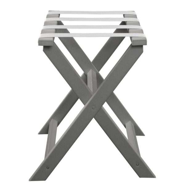 Earth Friendly Light Gray Folding Luggage Rack with White Straps - Image 3