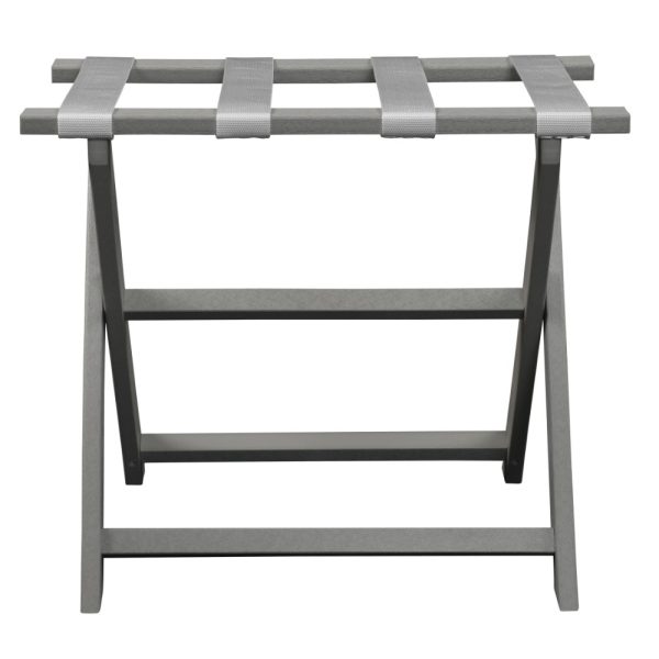 Earth Friendly Light Gray Folding Luggage Rack with White Straps - Image 4
