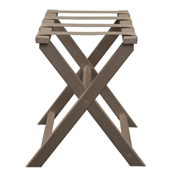 Earth Friendly Taupe Folding Luggage Rack with Dark Tan Straps - Image 3