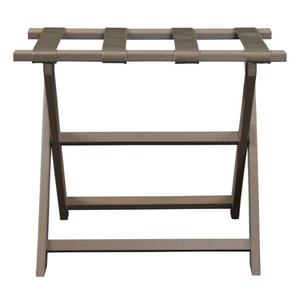 Earth Friendly Taupe Folding Luggage Rack with Dark Tan Straps - Image 4