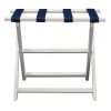 Earth Friendly White Folding Luggage Rack with Navy Straps - Image 4