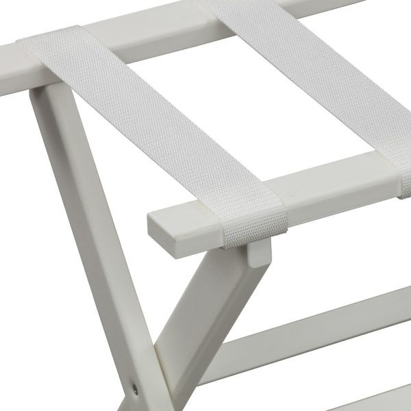 Earth Friendly White Folding Luggage Rack with White Straps - Image 2