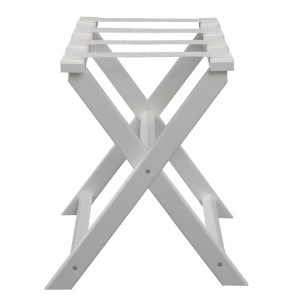 Earth Friendly White Folding Luggage Rack with White Straps - Image 3