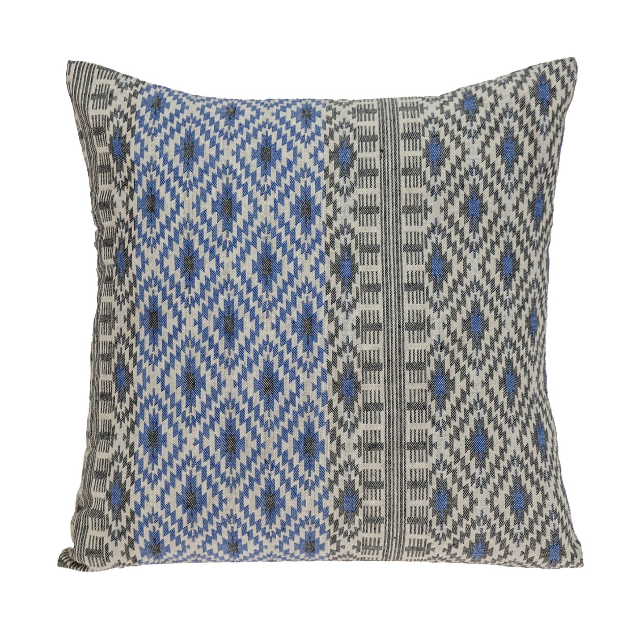 Gray and Blue Aztec Diamond Throw Pillow - Image 4
