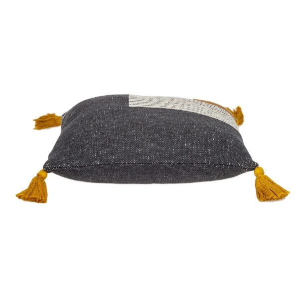 Beige and Black Knit Throw Pillow