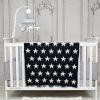Navy Blue and White Stars Knitted Baby Blanket - Image 2