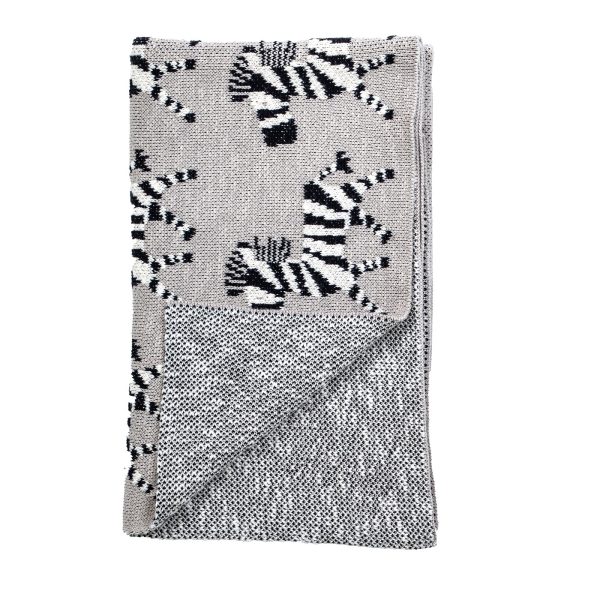 Grey Lots of Zebras Woven Knitted Baby Blanket - Image 4