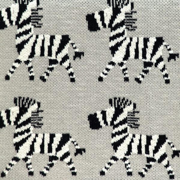Grey Lots of Zebras Woven Knitted Baby Blanket - Image 5