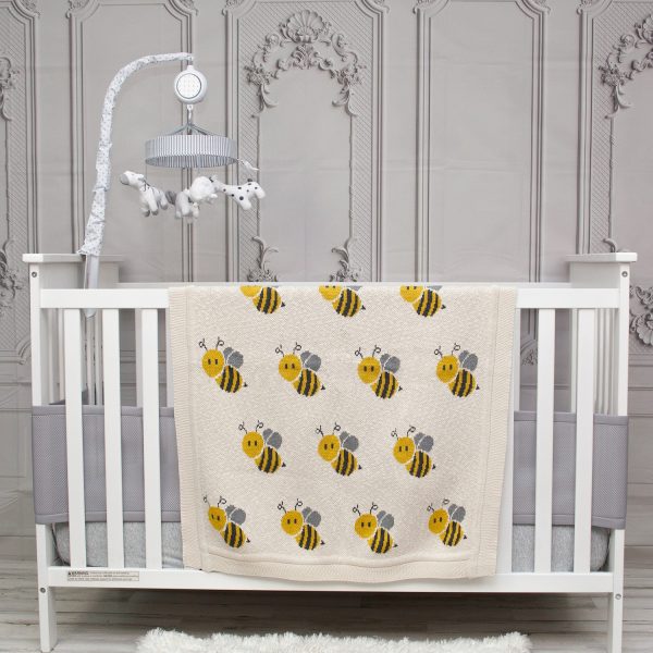 Ivory Honeybee Knitted Baby Blanket - Image 2