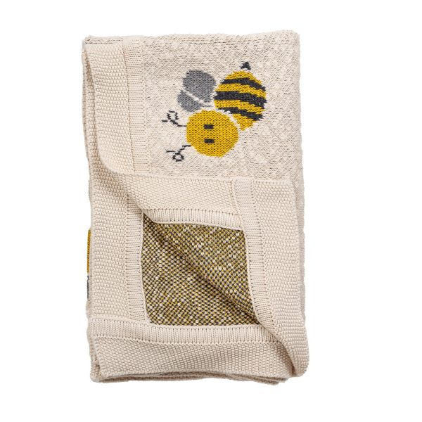 Ivory Honeybee Knitted Baby Blanket - Image 4
