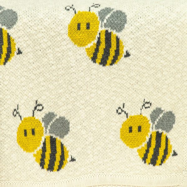 Ivory Honeybee Knitted Baby Blanket - Image 5