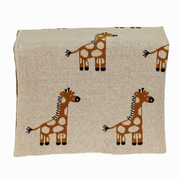 Ivory Giraffe Knitted Baby Blanket - Image 3
