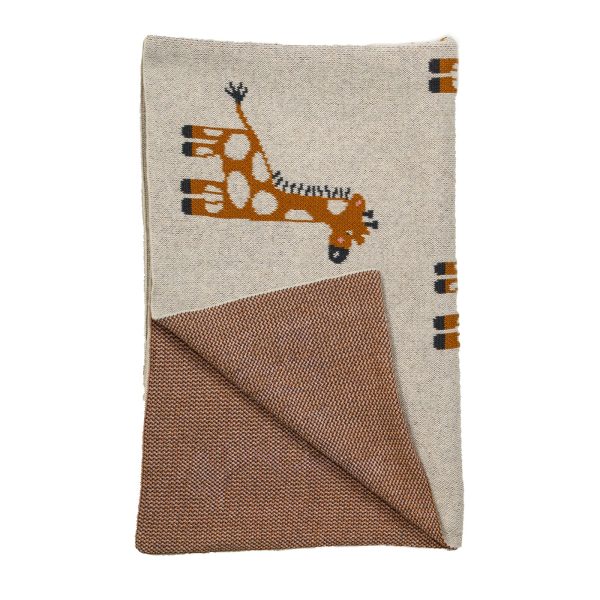 Ivory Giraffe Knitted Baby Blanket - Image 4