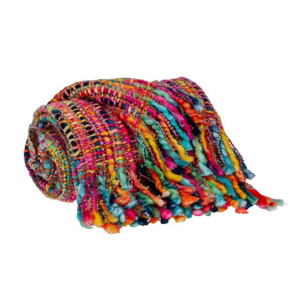 Boho Rainbow Basketweave Throw Blanket - Image 3