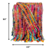 Boho Rainbow Basketweave Throw Blanket - Image 5