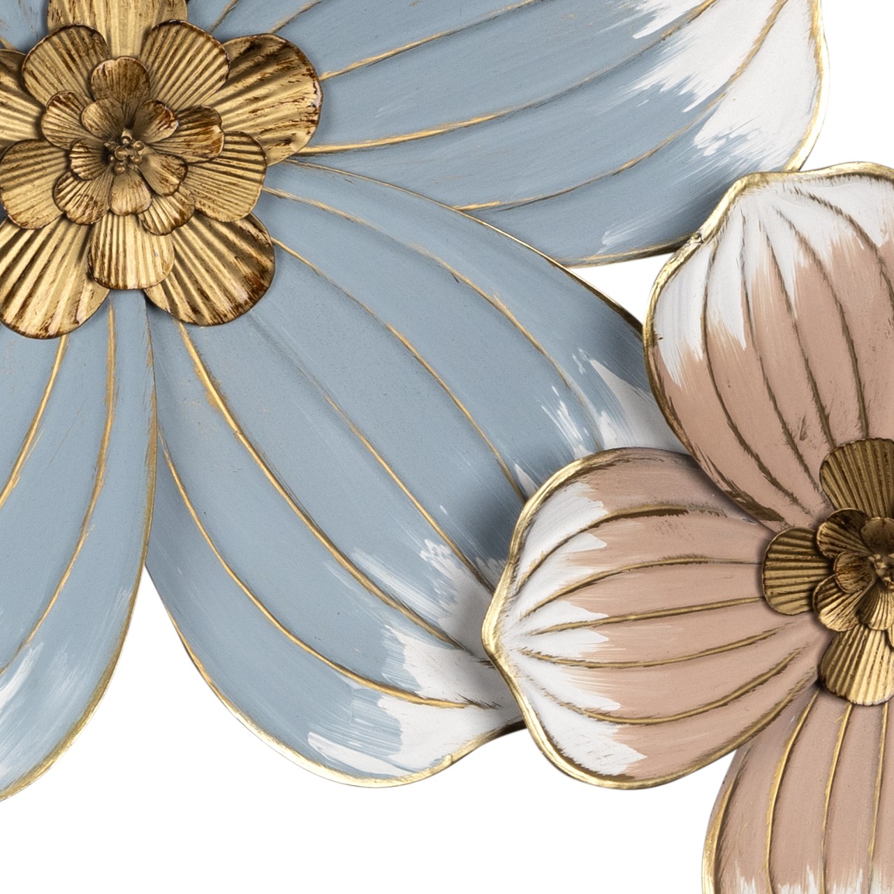 Pastel and Gold Floral Metal Wall Decor - Image 3