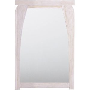 35" White Rectangle Wall Mounted Accent Mirror Wood