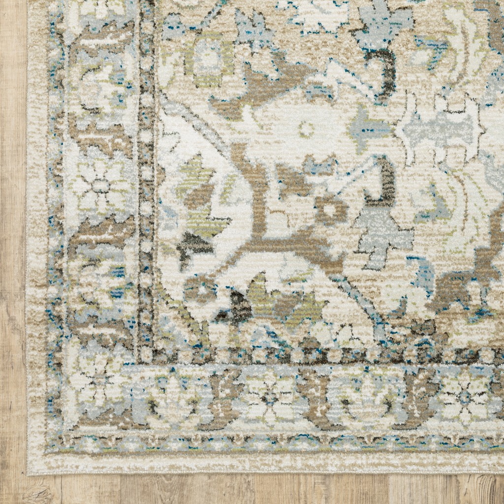 2'x3' Beige and Ivory Medallion Area Rug - Image 2