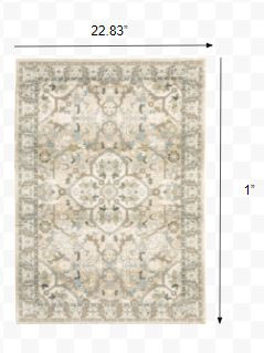 2'x3' Beige and Ivory Medallion Area Rug - Image 3