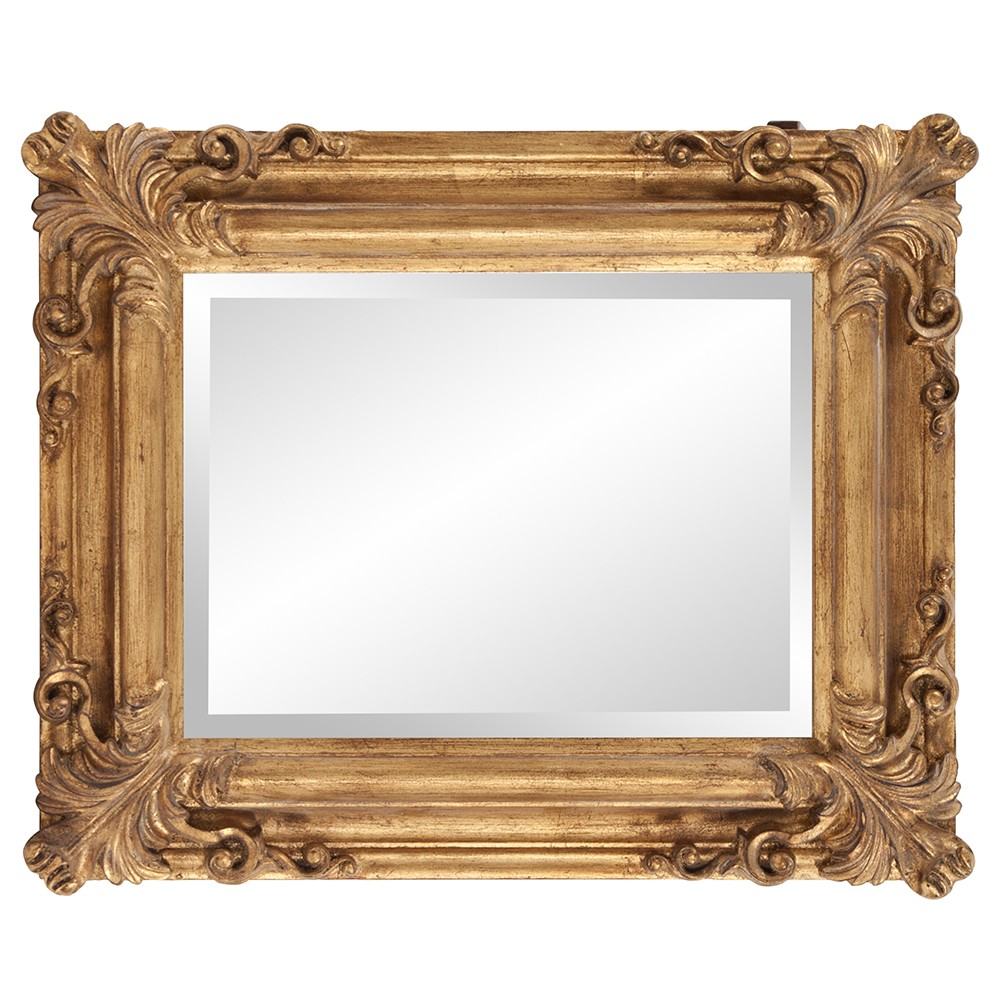 Rectangular Gold Leaf Mirror with Scrolling Flourish - Image 3