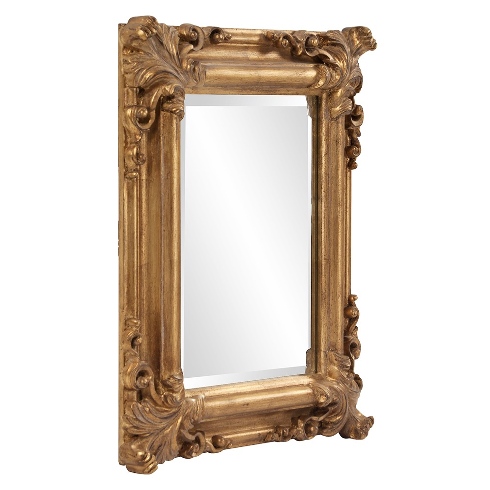 Rectangular Gold Leaf Mirror with Scrolling Flourish - Image 4