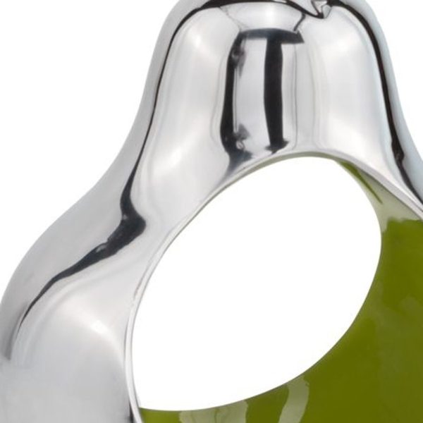 Pear shaped Aliminum  Cast Decorative Accent Bowl in Green  Intrior - Image 4