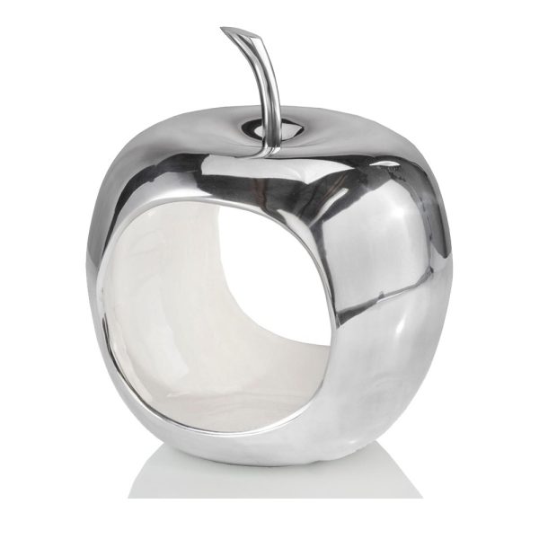 Apple Shaped Aluminum Decorative Accent Bowl - Image 2