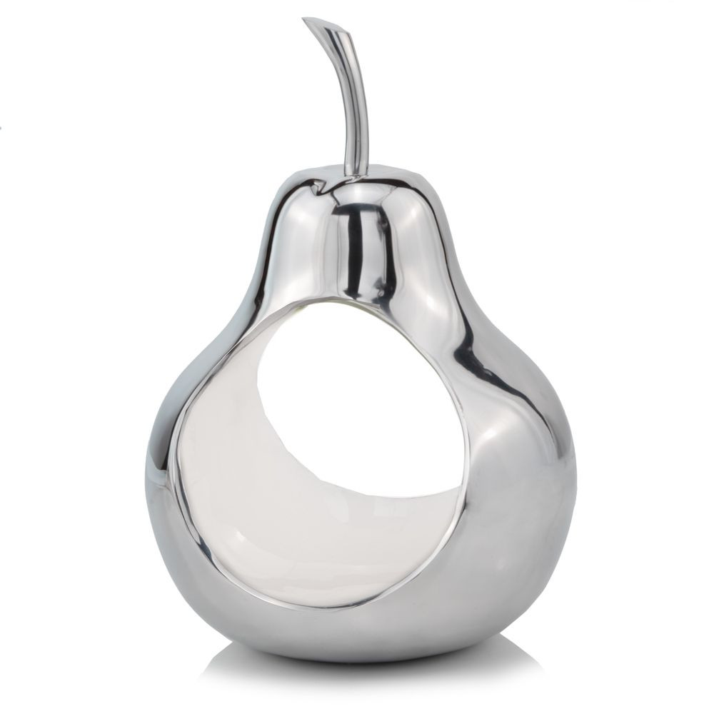 Pear shaped Aliminum Cast Decorative Accent Bowl in White Interior - Image 3