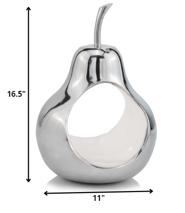 Pear shaped Aliminum Cast Decorative Accent Bowl in White Interior - Image 2