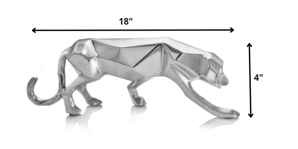 Silver Aluminum Geometric Panther Sculpture - Image 2