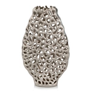 18" Oval Table Vase in  Shiny Nickel Finished
