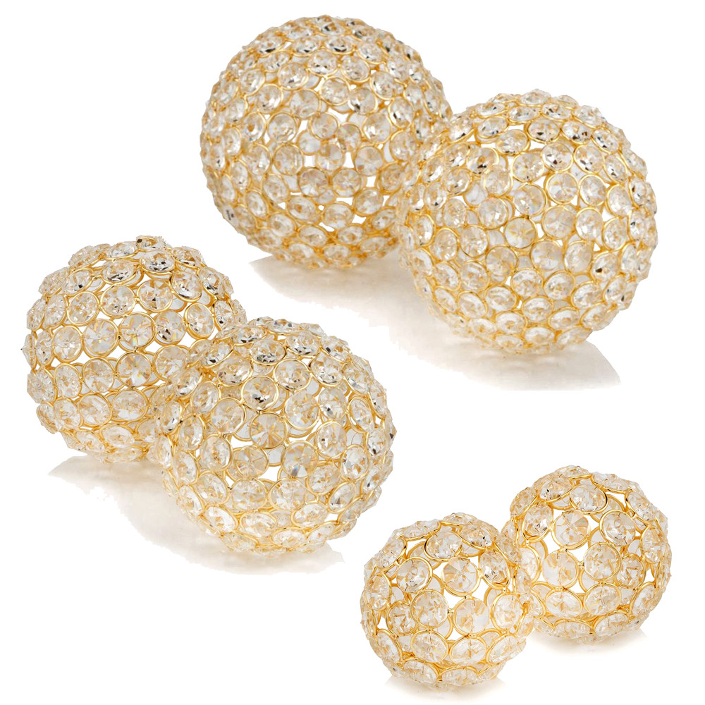 Set of 2 4" Polished Spheres in Brilliant Shiny Luster Finished and Golden Frame - Image 2