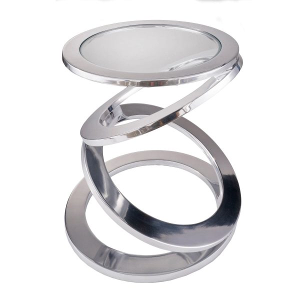 Silver Rings Metal Frame and Glass Top Accent Table - Image 2