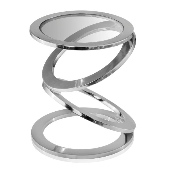 Silver Rings Metal Frame and Glass Top Accent Table - Image 4