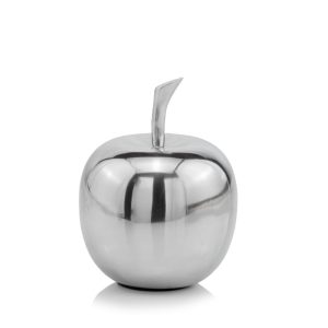 Silver Polished  Mini  Apple Shaped Aluminum Accent Home Decor